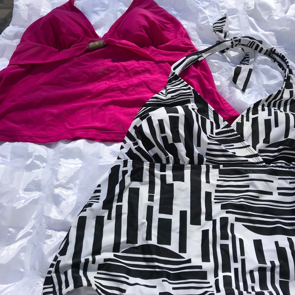 Tankini swim tops. pink sz 18 & Blk & Wht sz 18.